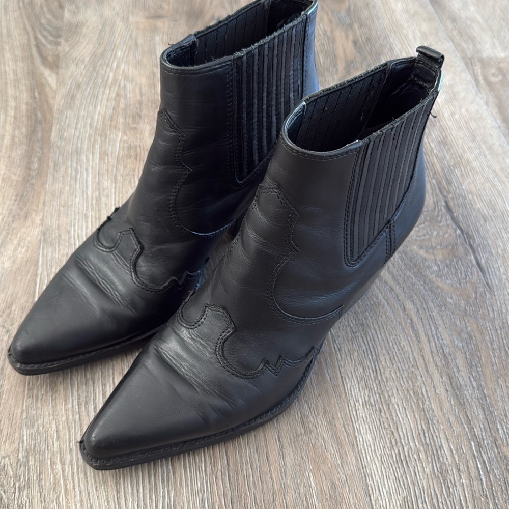 Sam Edelman Winona Leather Western Boots Black